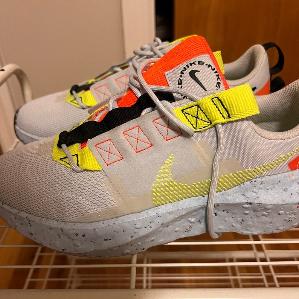 Nike baby blue/grey sneakers with Neon Yellow and orange